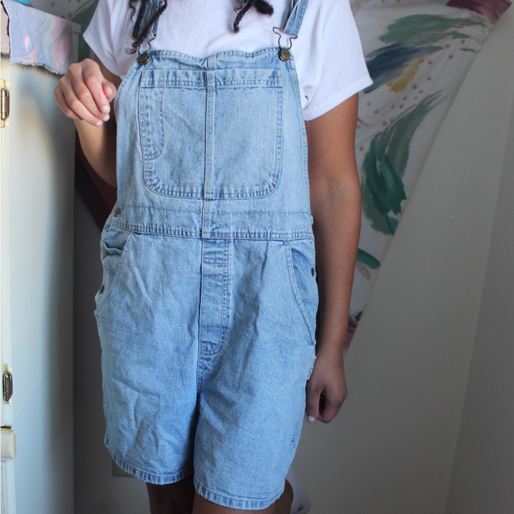 Vintage Blue Denim Overall Shorts 💙